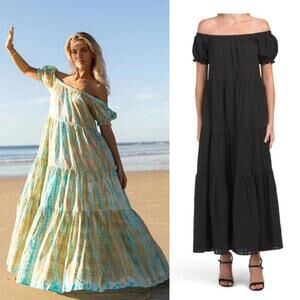 Young Fabulous and Broke Sunny Off the Shoulder Tiered Maxi Dress